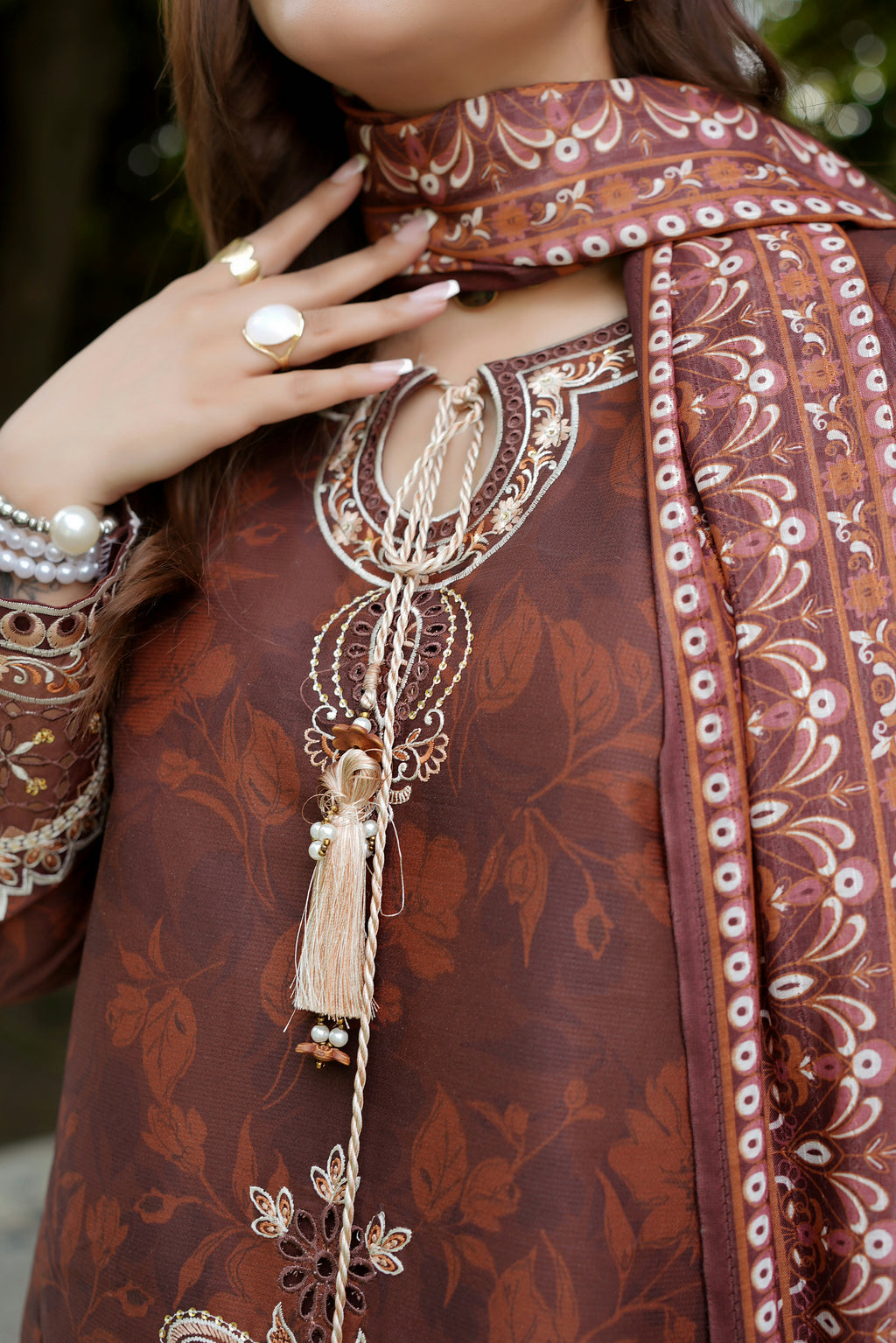 Embroidered 3-Piece Corduroy Suit