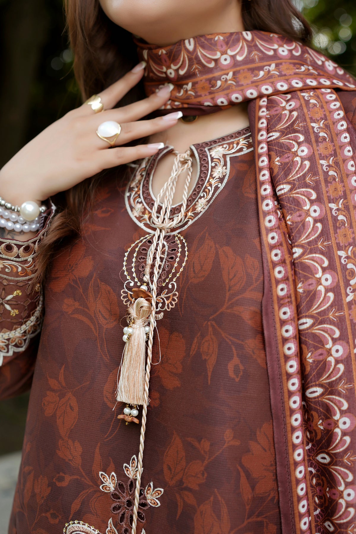 Embroidered 3-Piece Corduroy Suit