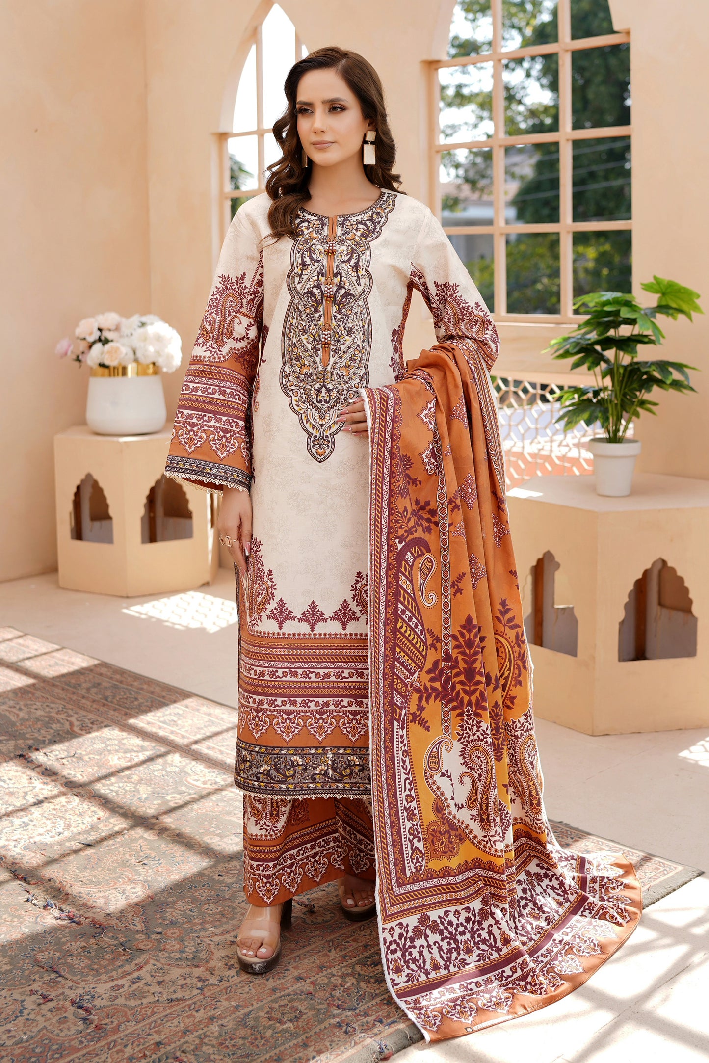 3 Piece Khaddar Suit-Embroidered