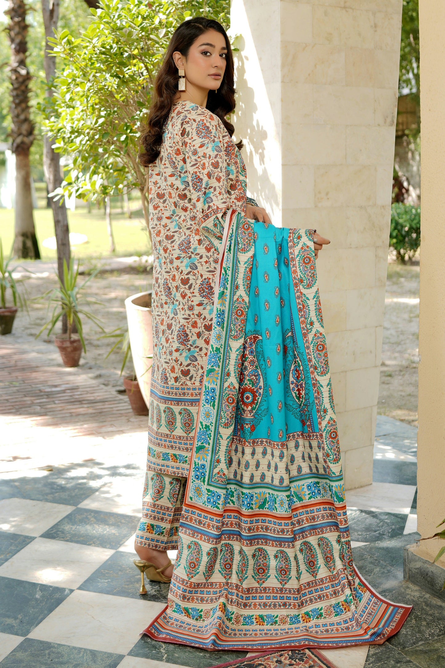 3 Piece Winter Cotton Suit Stitched-Embroidered