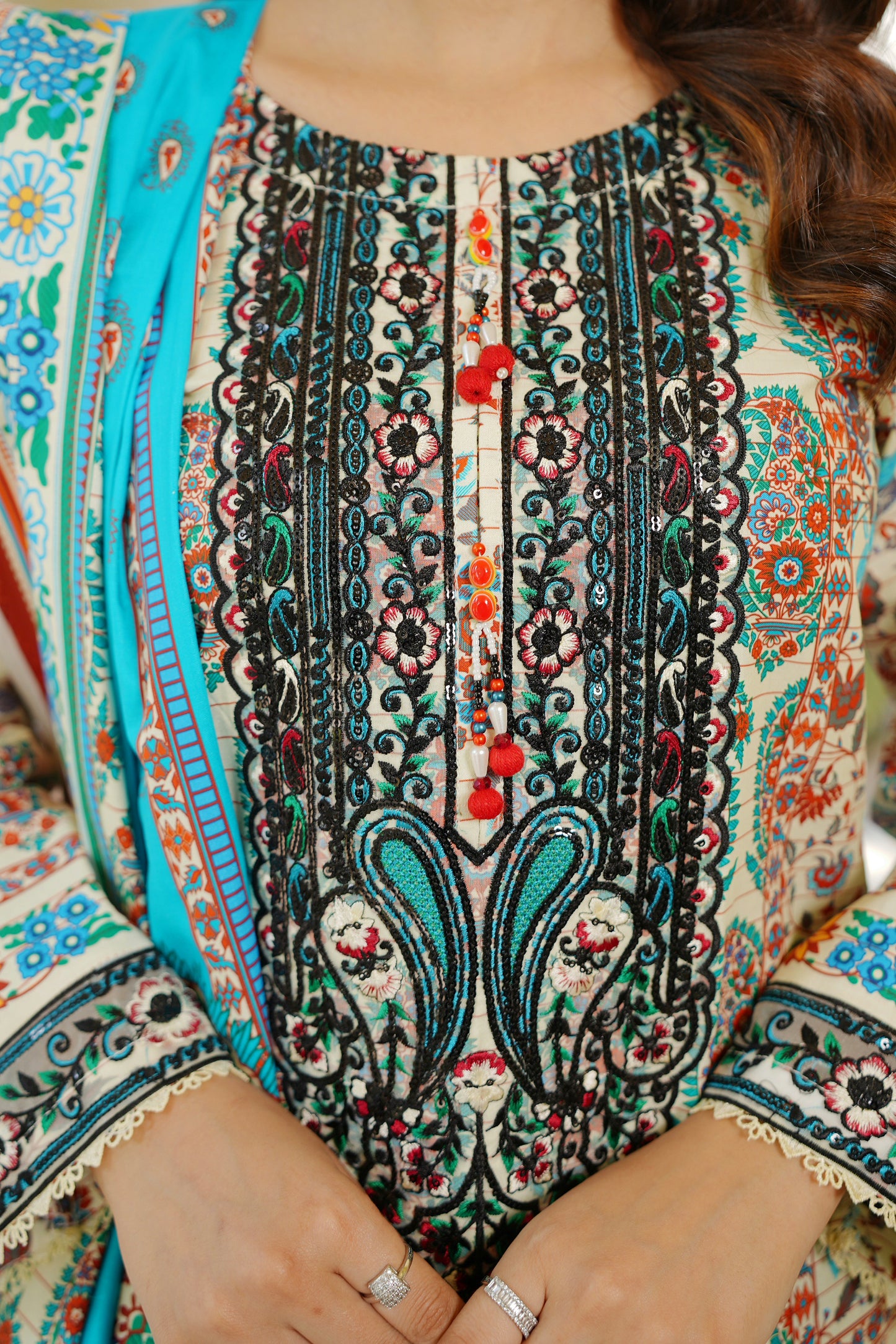 3 Piece Winter Cotton Suit Stitched-Embroidered