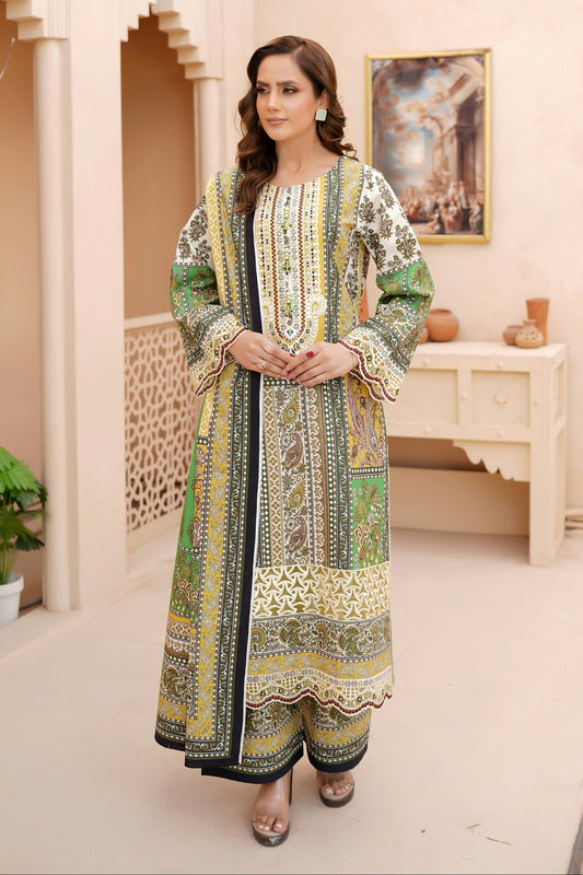3 Piece Khaddar Suit-Embroidered