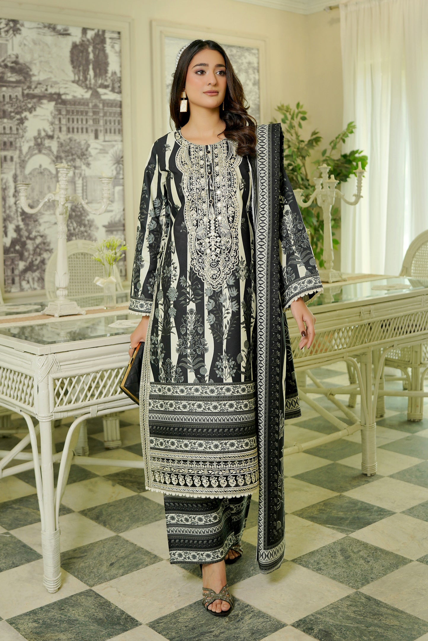 3 Piece Winter Cotton Suit Stitched-Embroidered