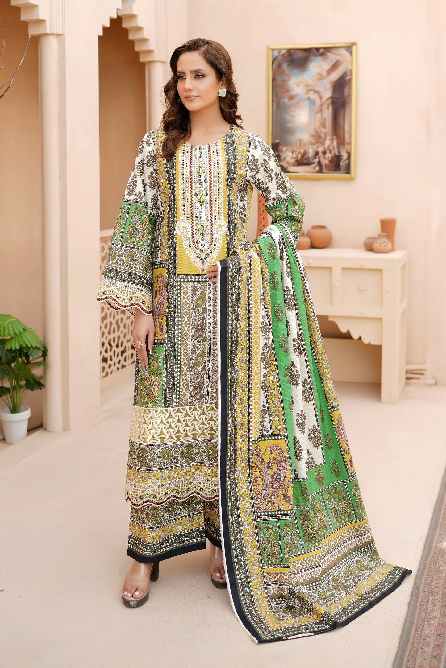 3 Piece Khaddar Suit-Embroidered