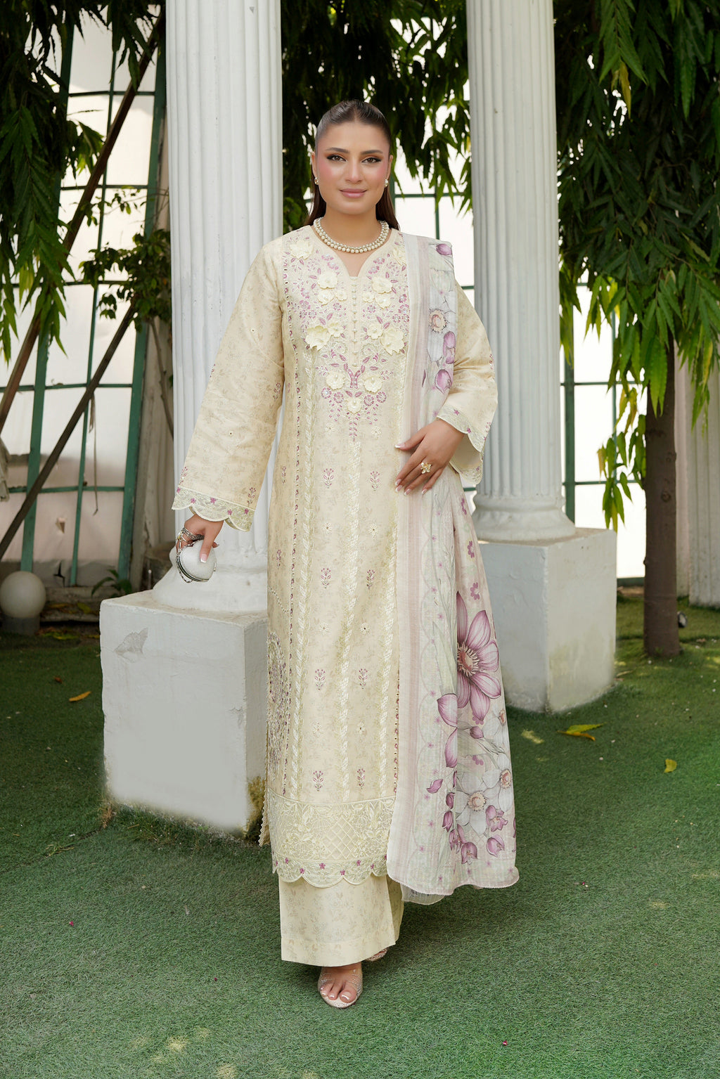 Embroidered 3-Piece Ivory Grace Suit
