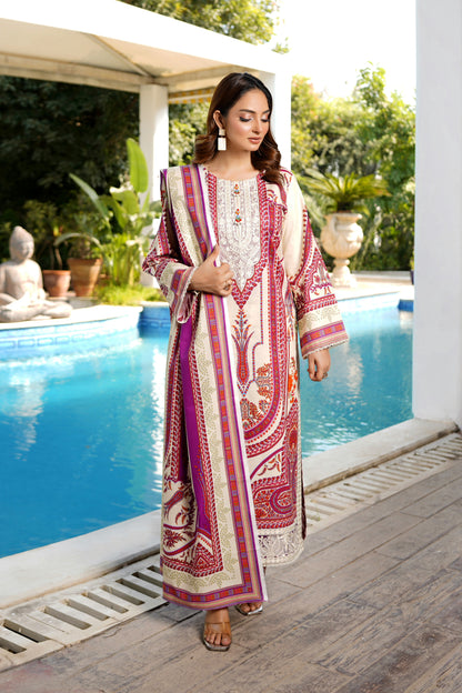 3 Piece Stitched Winter Cotton Suit-Embroidered