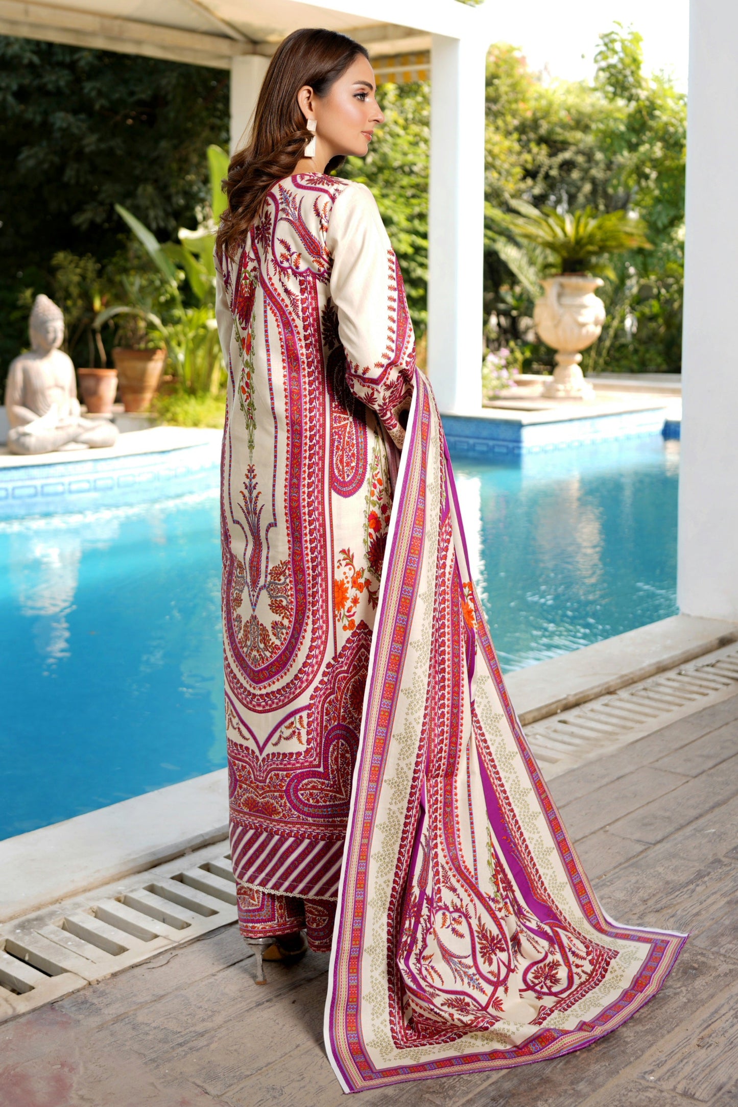 3 Piece Stitched Winter Cotton Suit-Embroidered