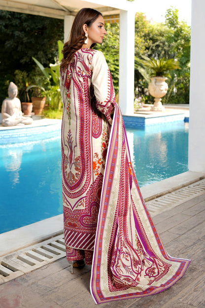 3 Piece Stitched Winter Cotton Suit-Embroidered