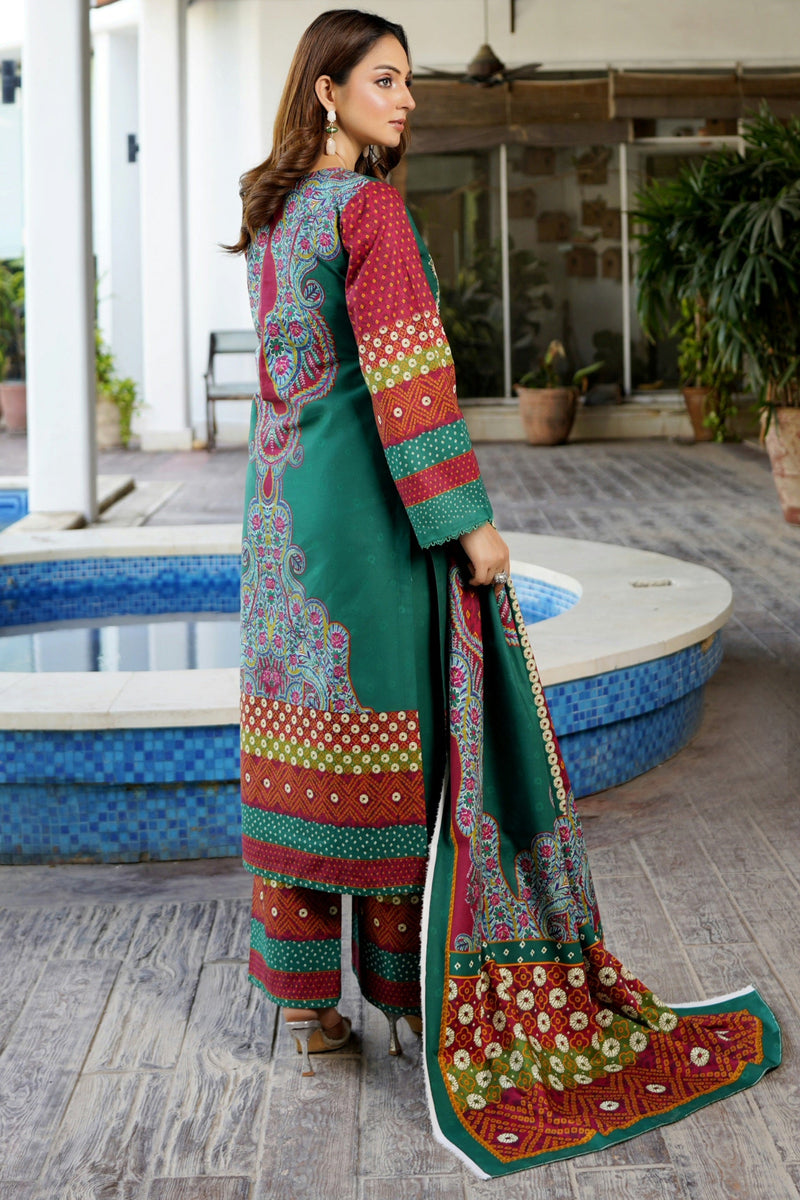 3 Piece Cotton Lawn Suit Stitched-Embroidered