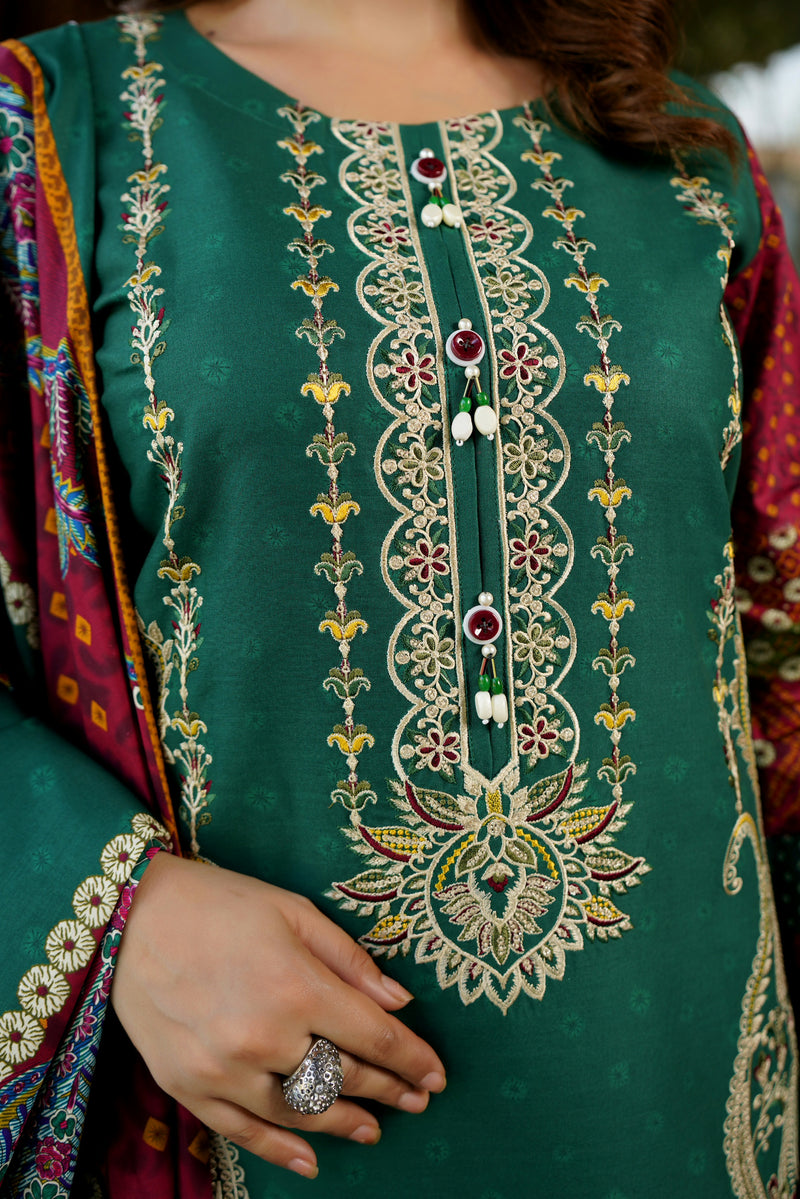3 Piece Cotton Lawn Suit Stitched-Embroidered