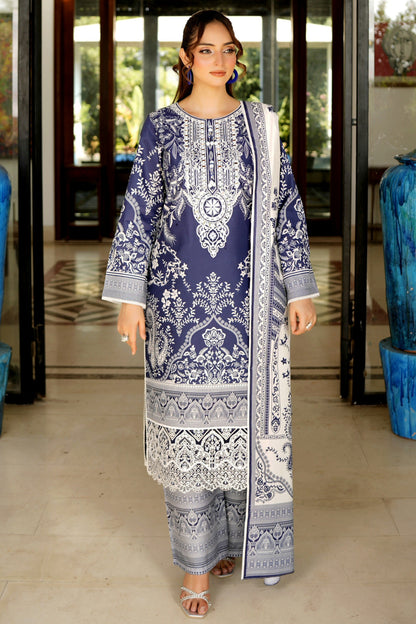 3 Piece Stitched Winter Cotton Suit-Embroidered