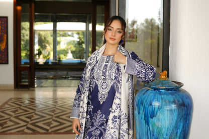 3 Piece Stitched Winter Cotton Suit-Embroidered