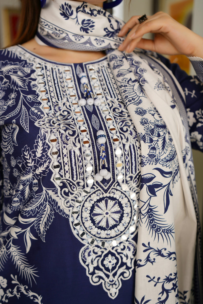 3 Piece Cotton Lawn Suit Stitched-Embroidered