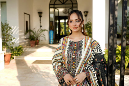 3 Piece Stitched Winter Cotton Suit-Embroidered