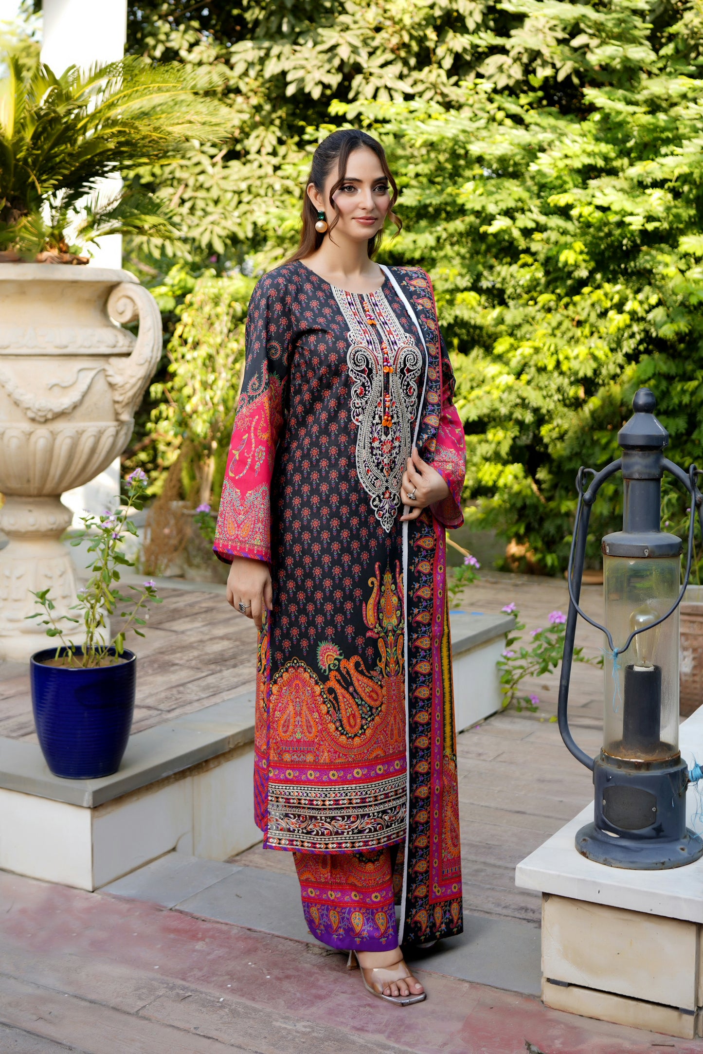 3 Piece Stitched Winter Cotton Suit-Embroidered
