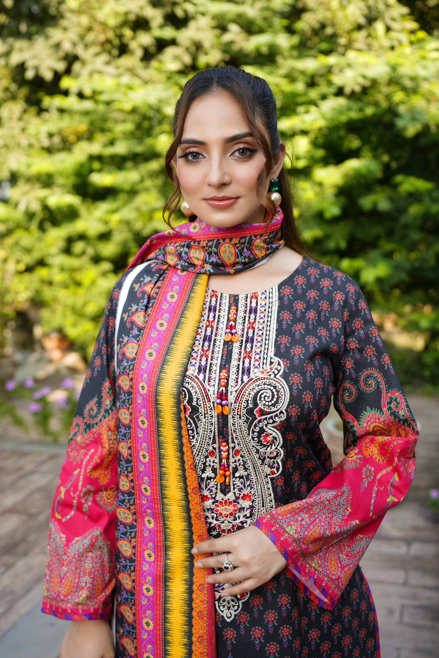 3 Piece Stitched Winter Cotton Suit-Embroidered