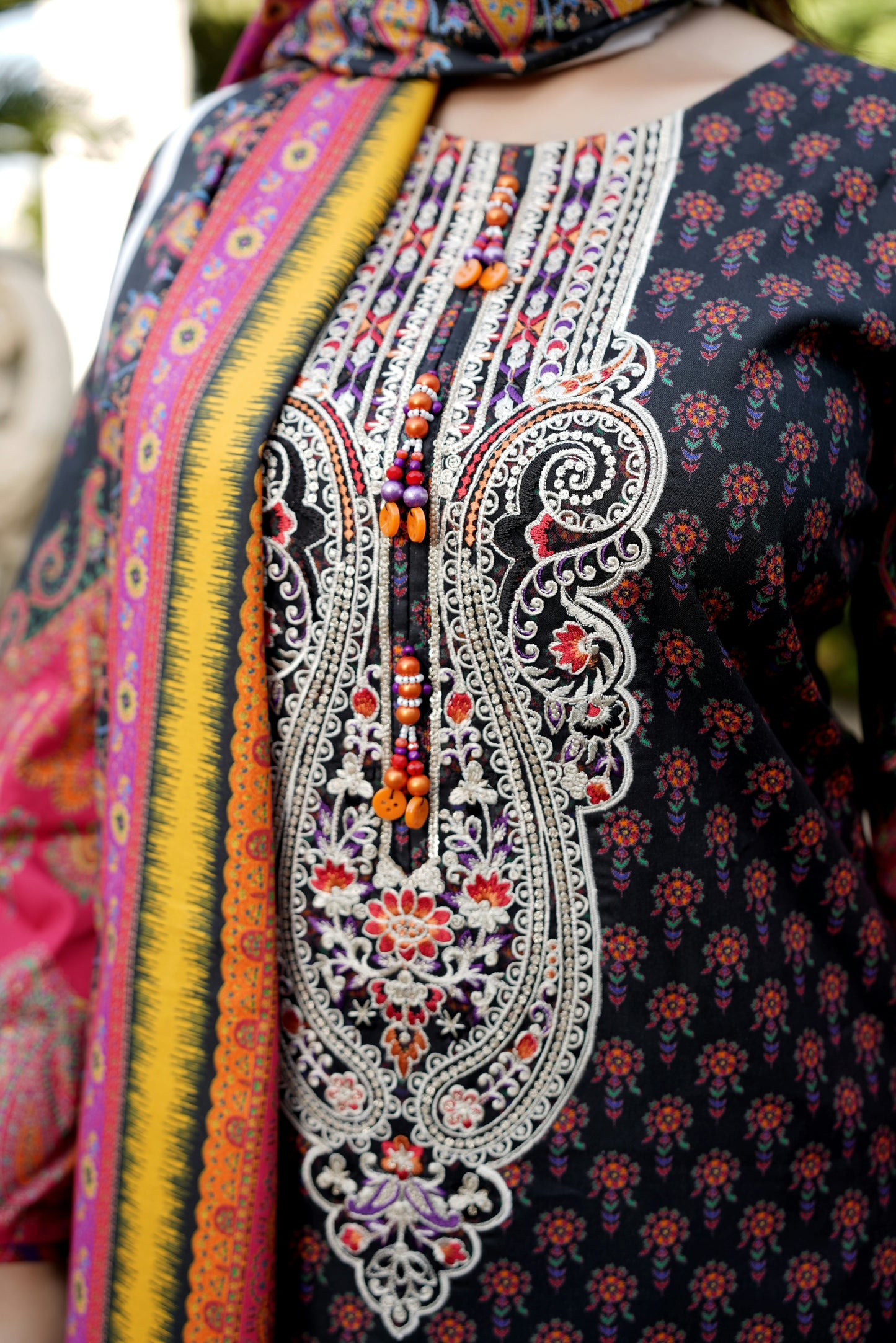 3 Piece Stitched Winter Cotton Suit-Embroidered