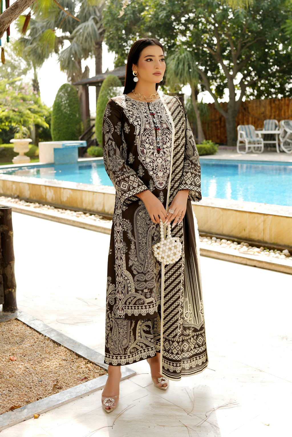 3 Piece Cotton Lawn Suit Stitched-Embroidered
