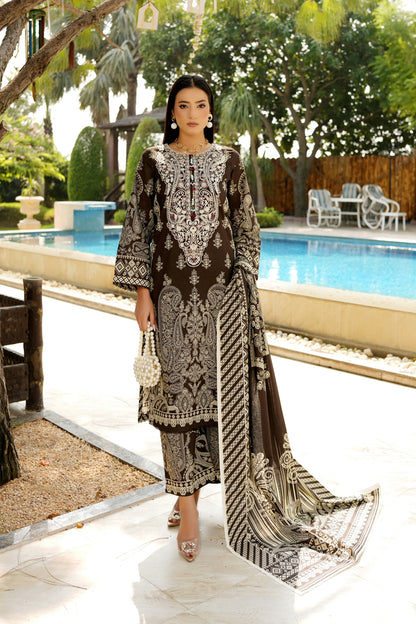 Stitched 3 Piece Cambric Cotton Suit-Embroidered