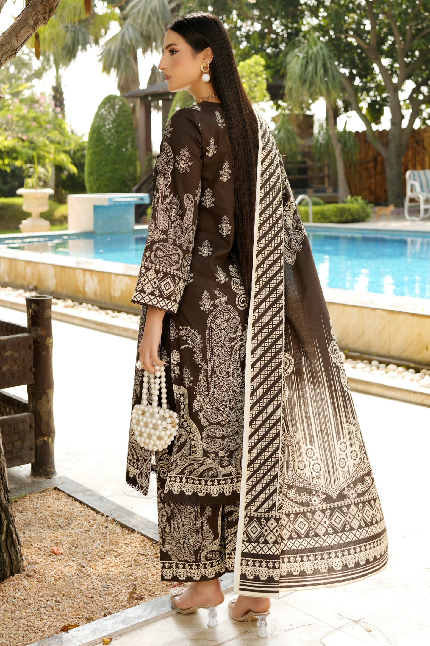 Stitched 3 Piece Cambric Cotton Suit-Embroidered