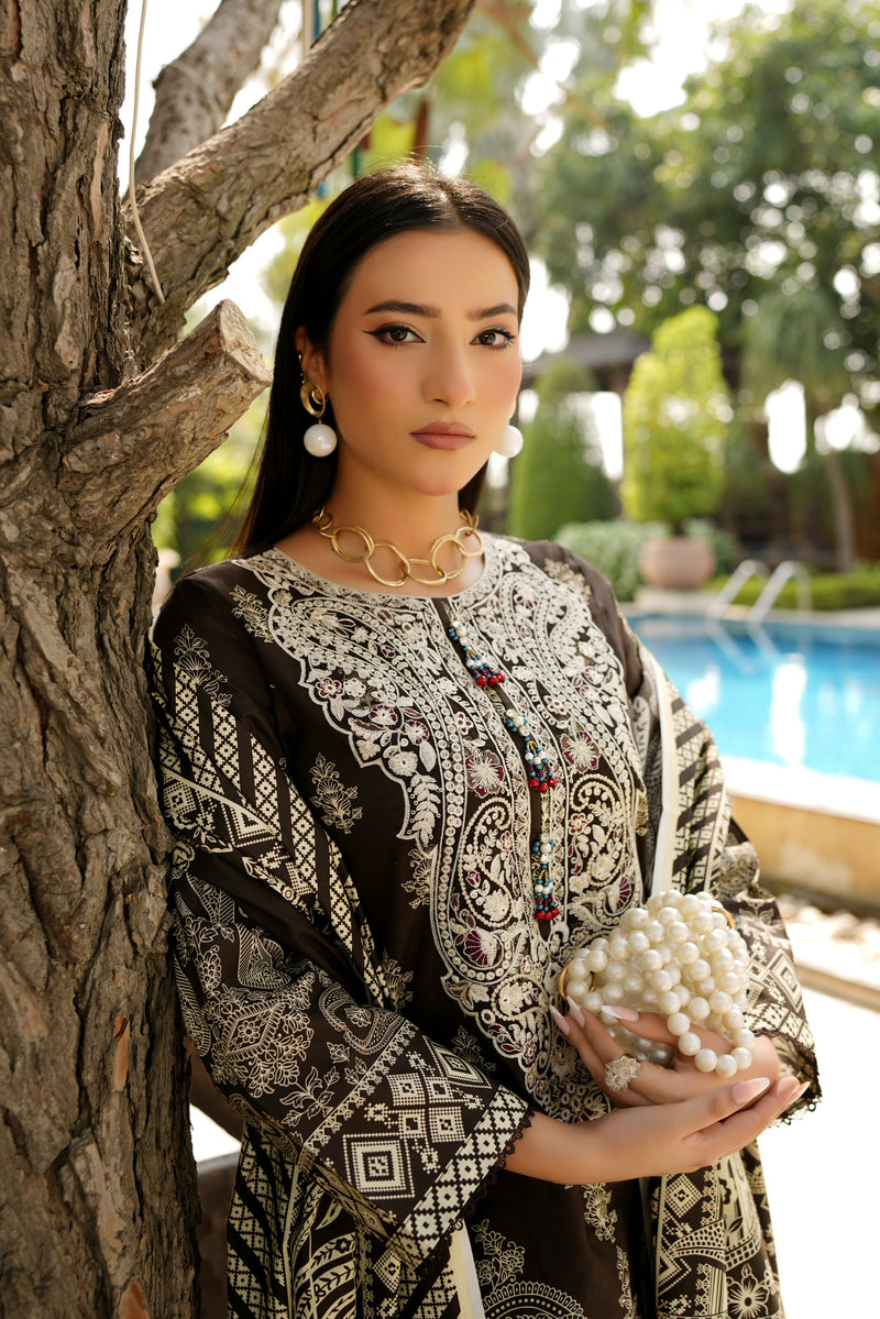 3 Piece Cotton Lawn Suit Stitched-Embroidered