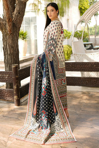 Stitched 3 Piece Cambric Cotton Suit-Embroidered