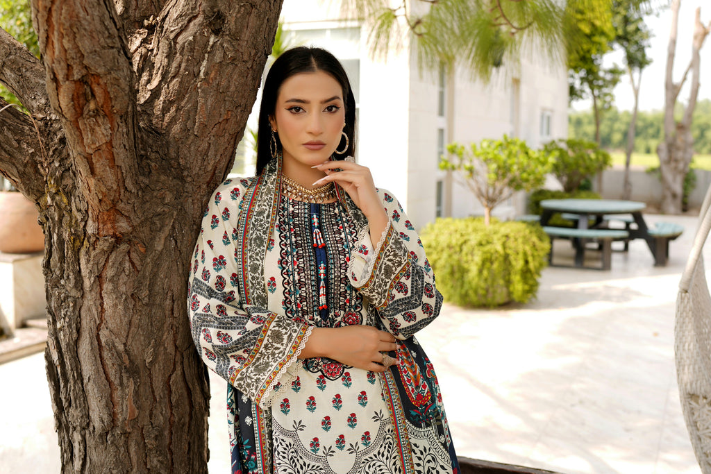 3 Piece Cotton Lawn Suit Stitched-Embroidered