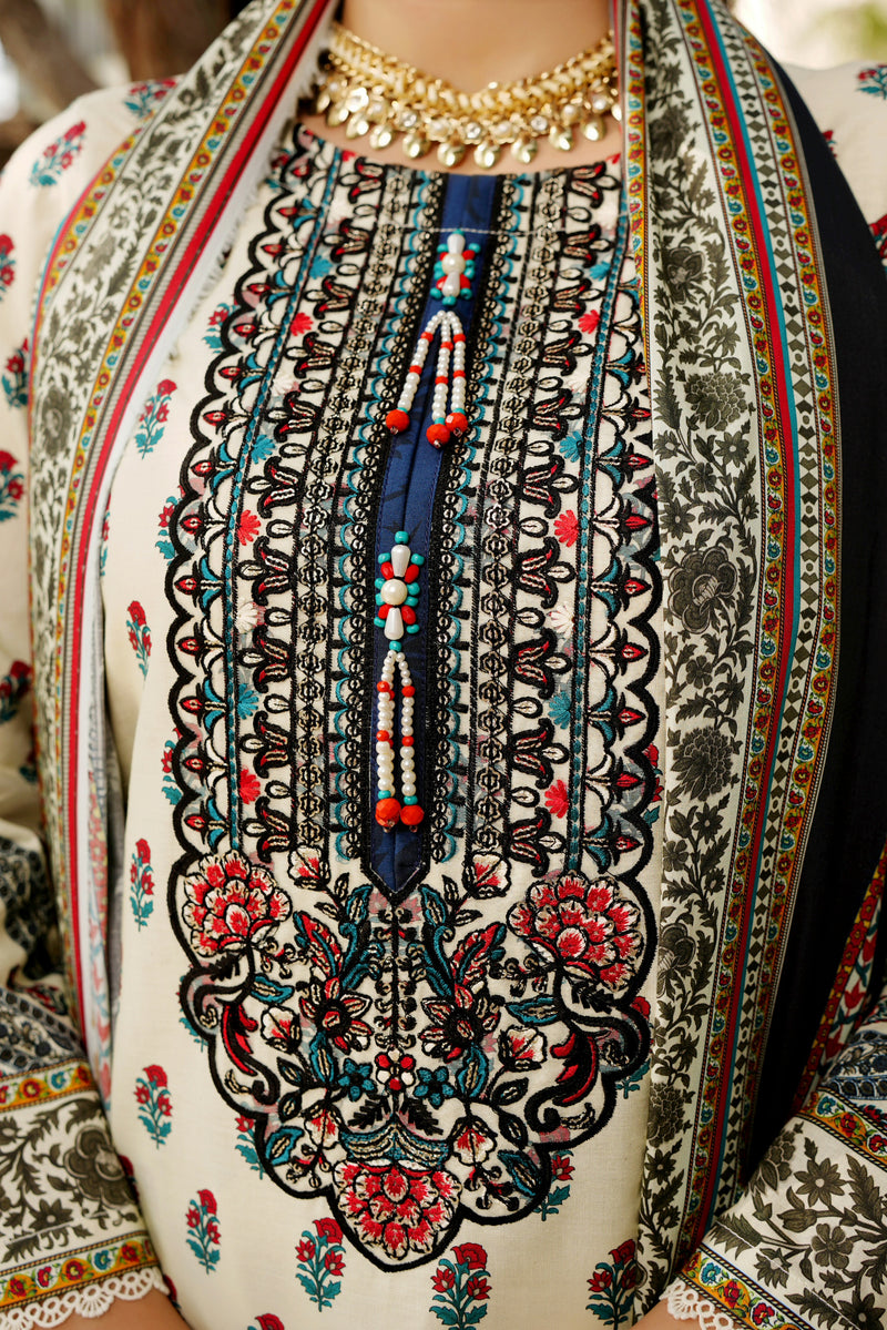 3 Piece Cotton Lawn Suit Stitched-Embroidered