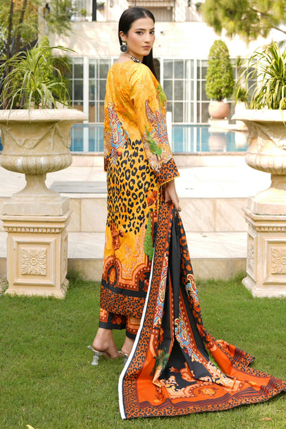 Stitched 3 Piece Cambric Cotton Suit-Embroidered