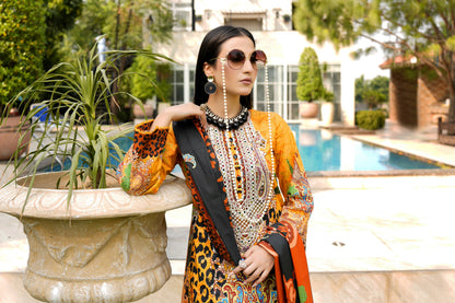 Stitched 3 Piece Cambric Cotton Suit-Embroidered