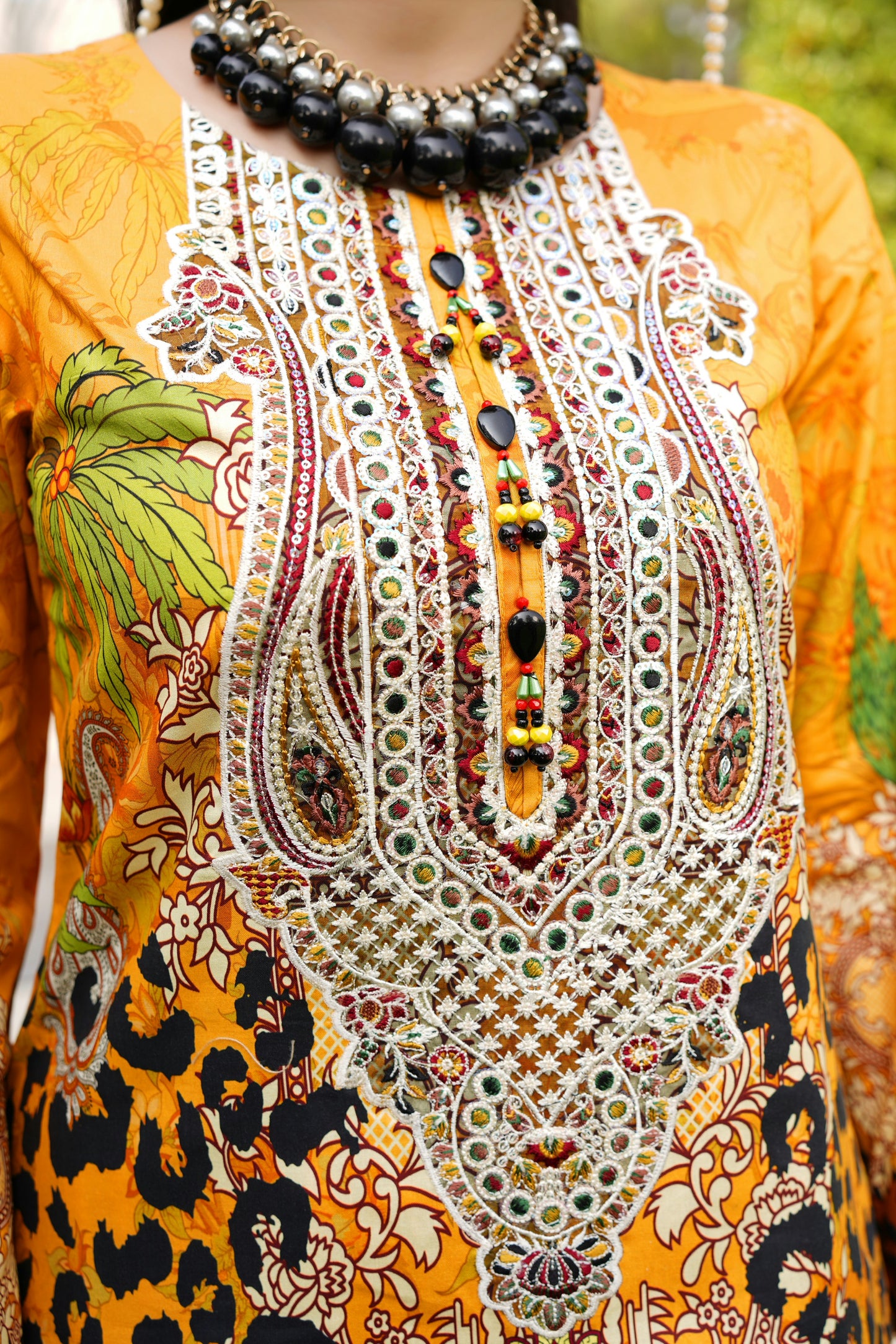 Stitched 3 Piece Cambric Cotton Suit-Embroidered