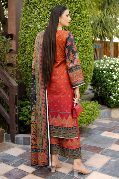 Stitched 3 Piece Cambric Cotton Suit-Embroidered