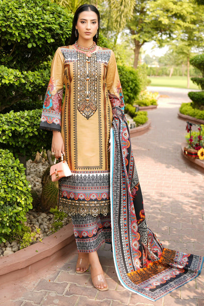 Stitched 3 Piece Cambric Cotton Suit-Embroidered