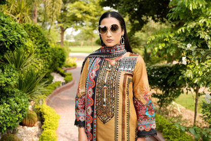Stitched 3 Piece Cambric Cotton Suit-Embroidered