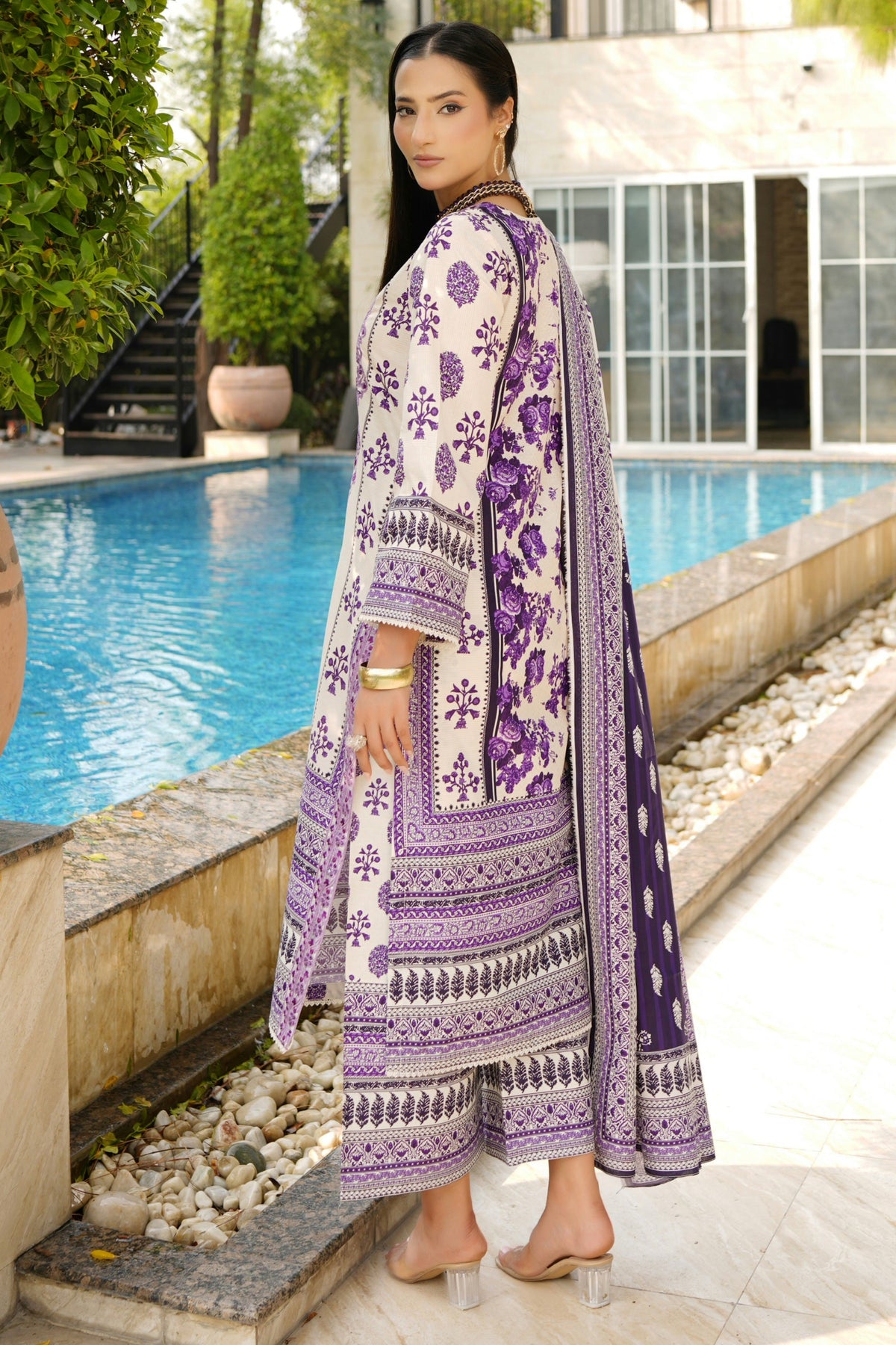 Stitched 3 Piece Summer Cotton Suit-Embroidered
