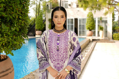 Stitched 3 Piece Cambric Cotton Suit-Embroidered