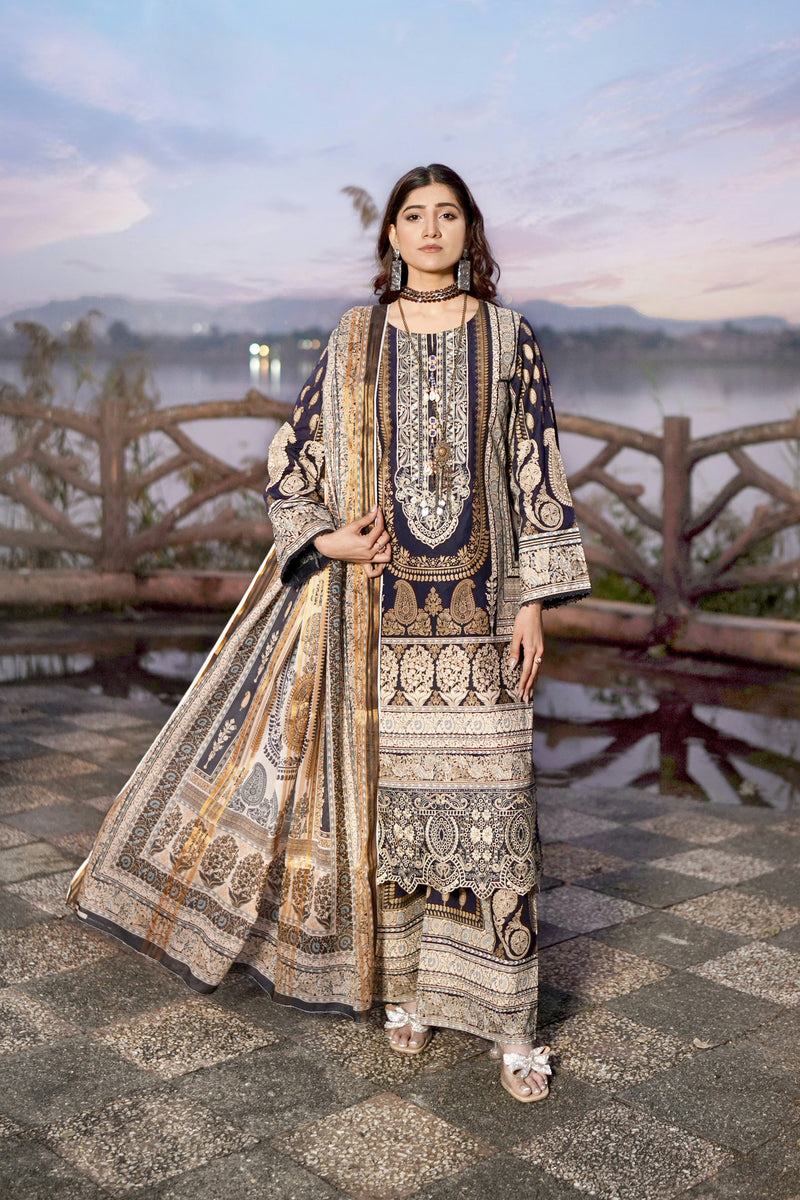 Embroidered 3 Piece Suite-Summer Cotton