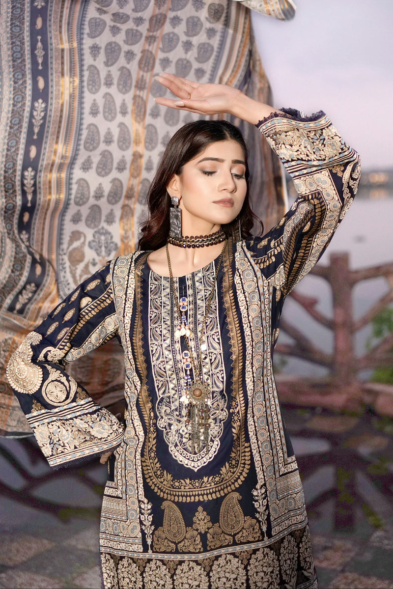 Embroidered 3 Piece Suite-Summer Cotton