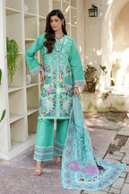 Mint Floral 3 Piece Suit-Embroidered