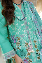 Mint Floral 3 Piece Suit-Embroidered