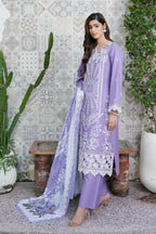 3 Piece Corduroy Lilac Suit-Embroidered