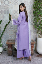 3 Piece Corduroy Lilac Suit-Embroidered