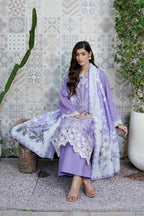 3 Piece Corduroy Lilac Suit-Embroidered
