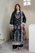 3 Piece Black Floral Heritage Suit-Embroidered