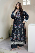 3 Piece Black Floral Heritage Suit-Embroidered