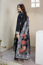 3 Piece Black Floral Heritage Suit-Embroidered