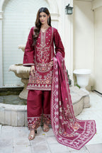 Embroidered 3 Piece Maroon Majesty Suit