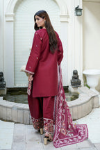 Embroidered 3 Piece Maroon Majesty Suit