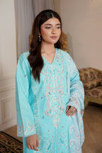 3 Piece Aqua Floral Khaddar Suit