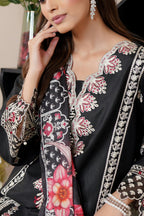 3 Piece Onyx Black Khaddar Suite-Embroidered